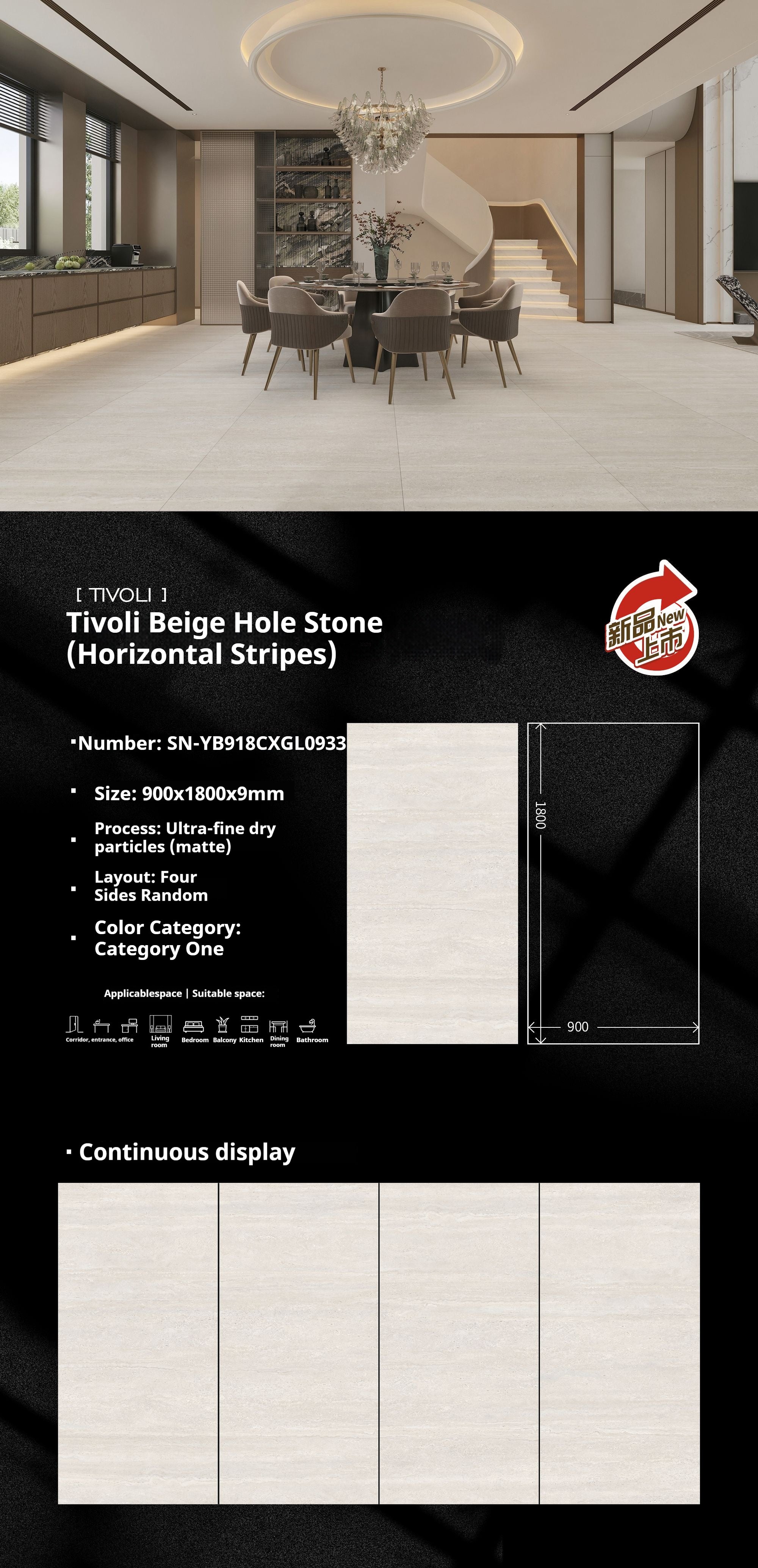 Tivoli Beige Hole Stone (Horizontal Stripes)