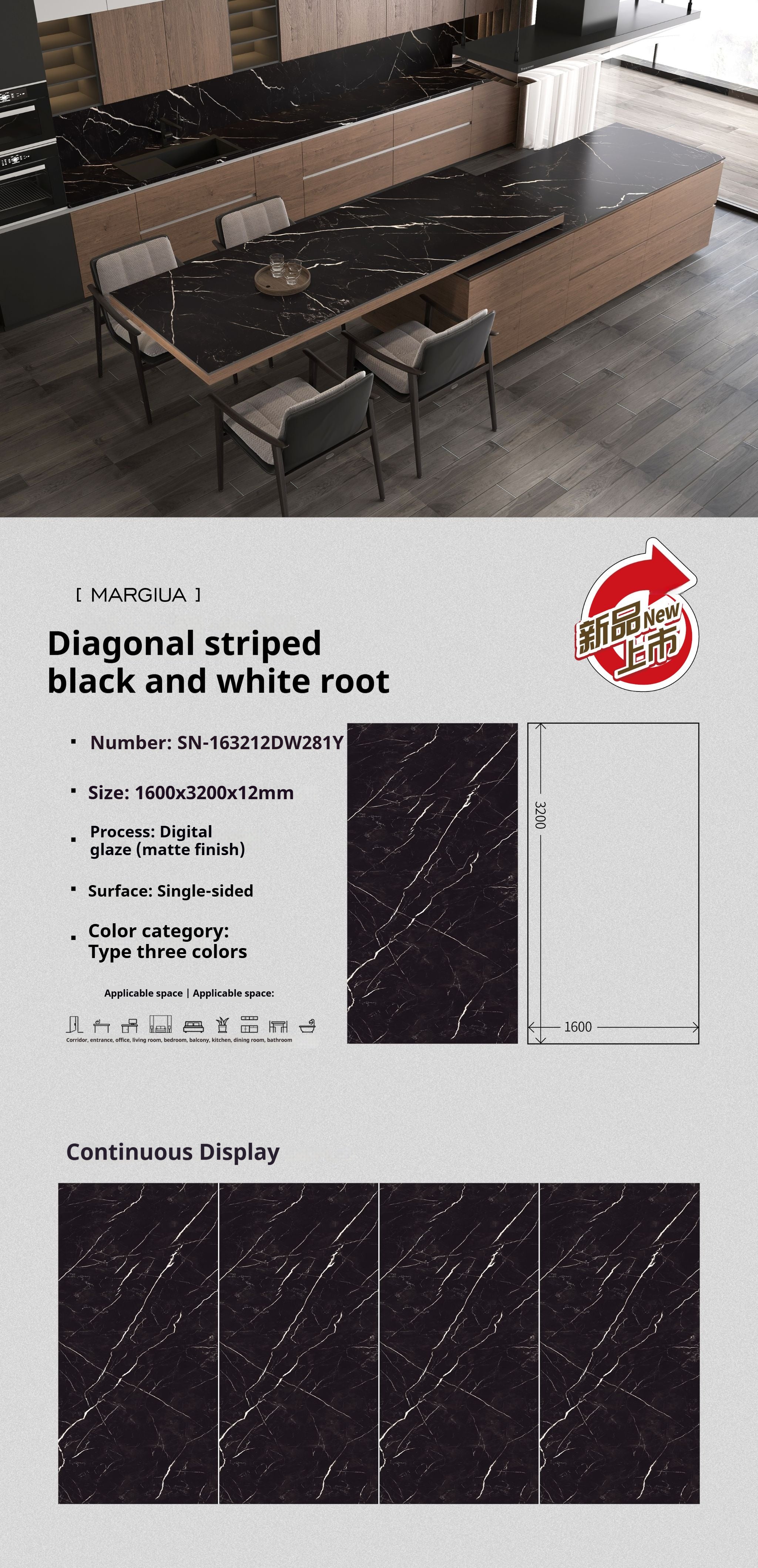 Diagonal striped black and white root