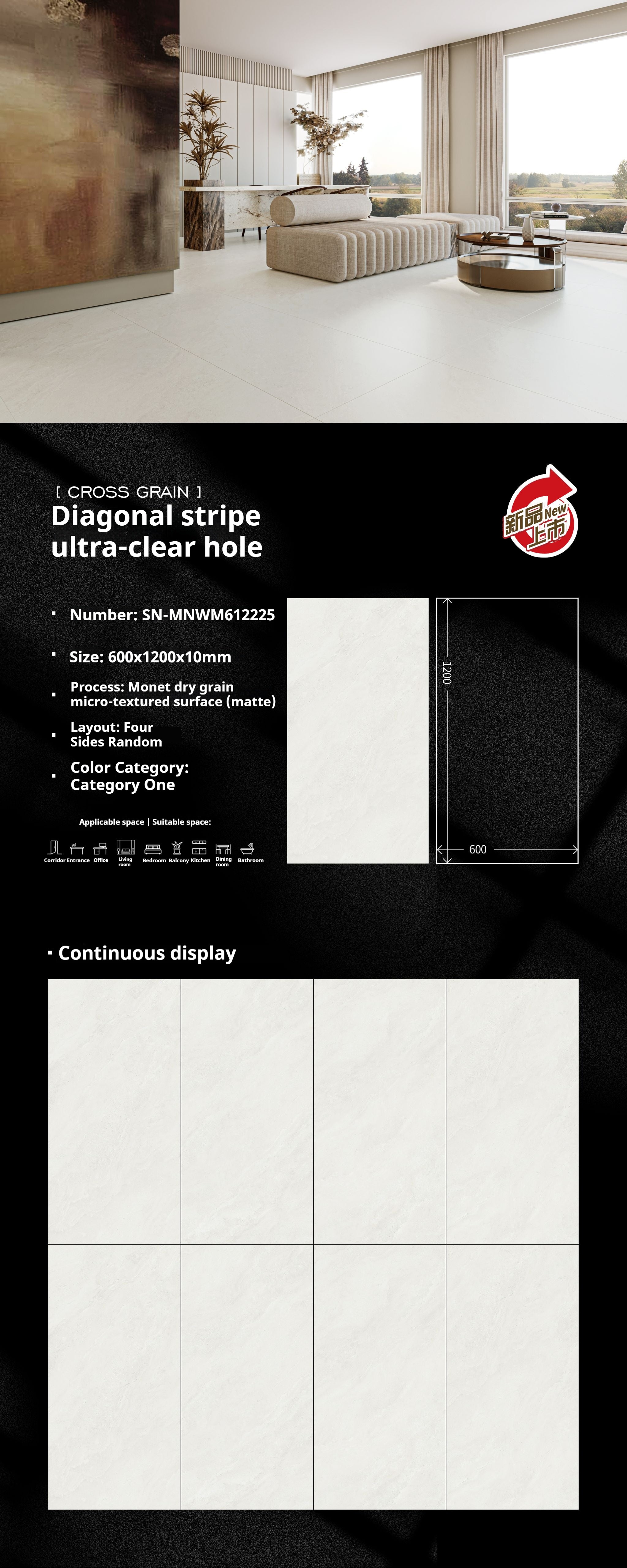 Diagonal stripe ultra-clear hole