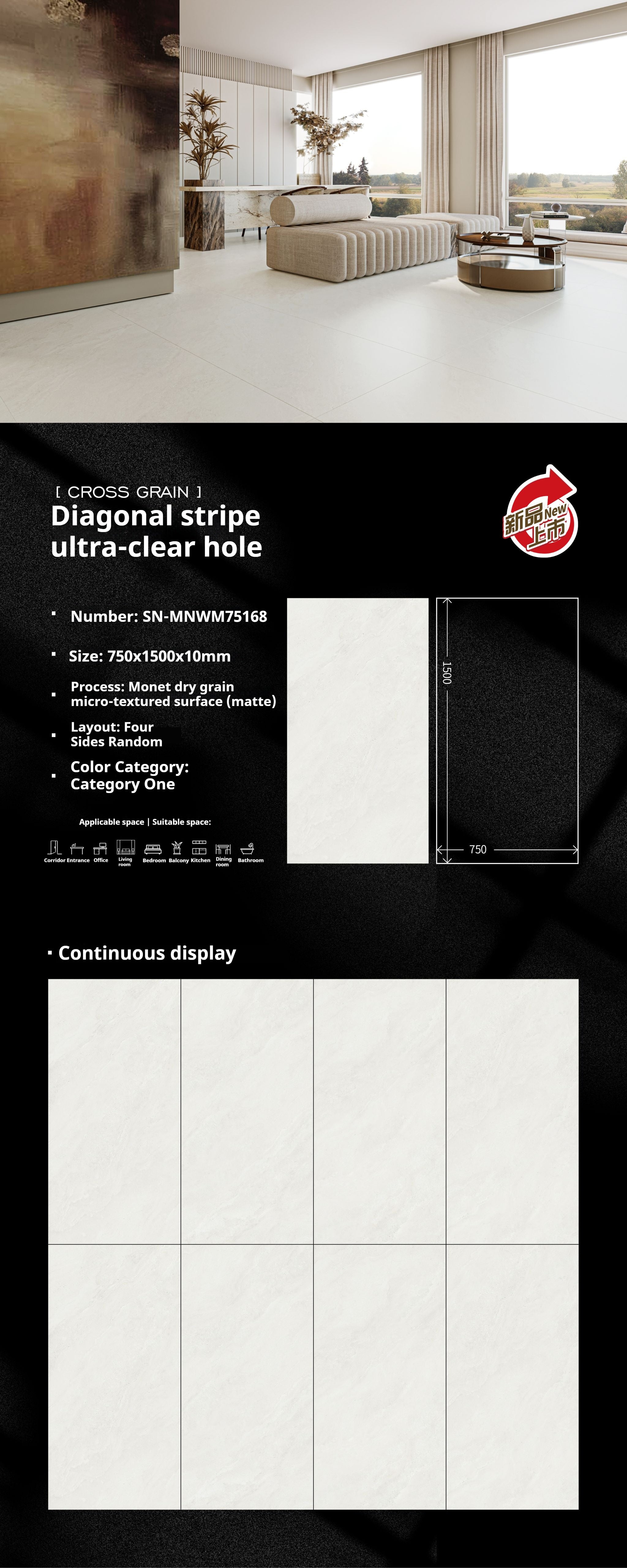 Diagonal stripe ultra-clear hole