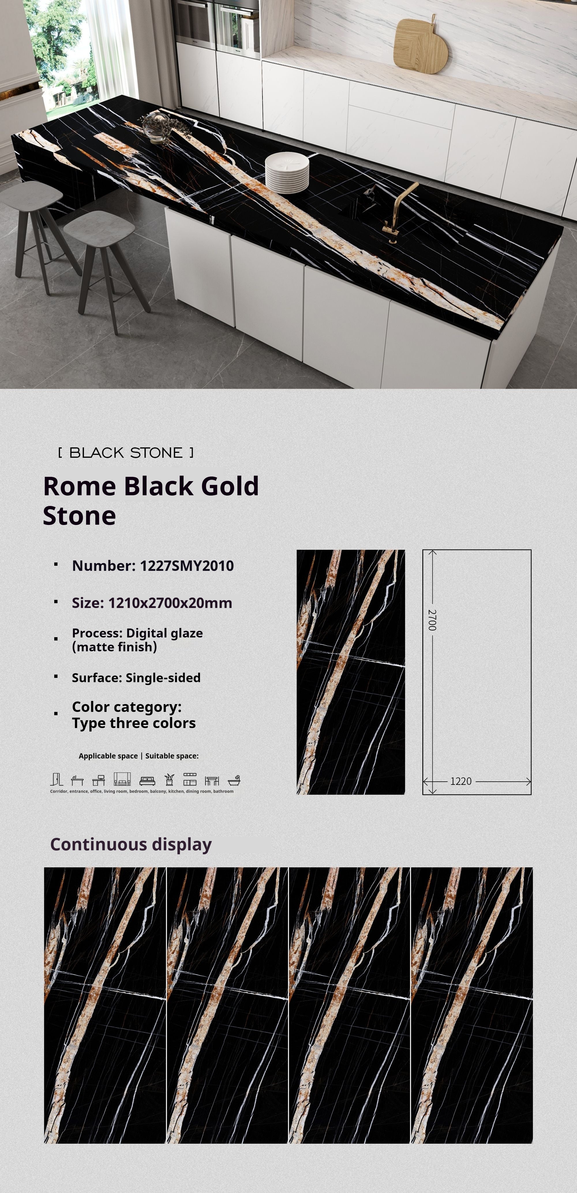 Rome Black Gold Stone