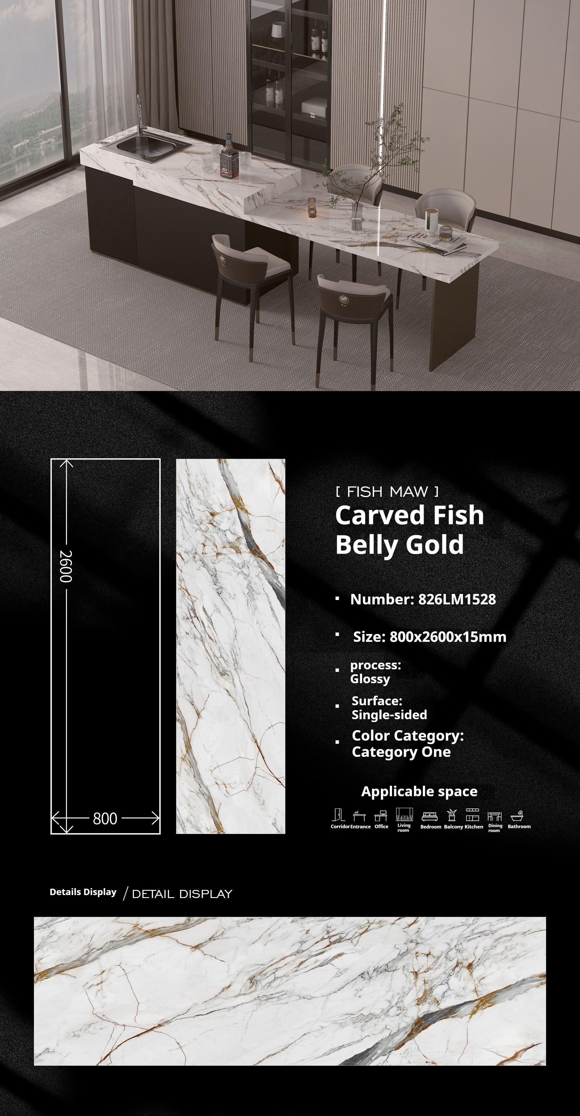 Carved Fish Belly Gold