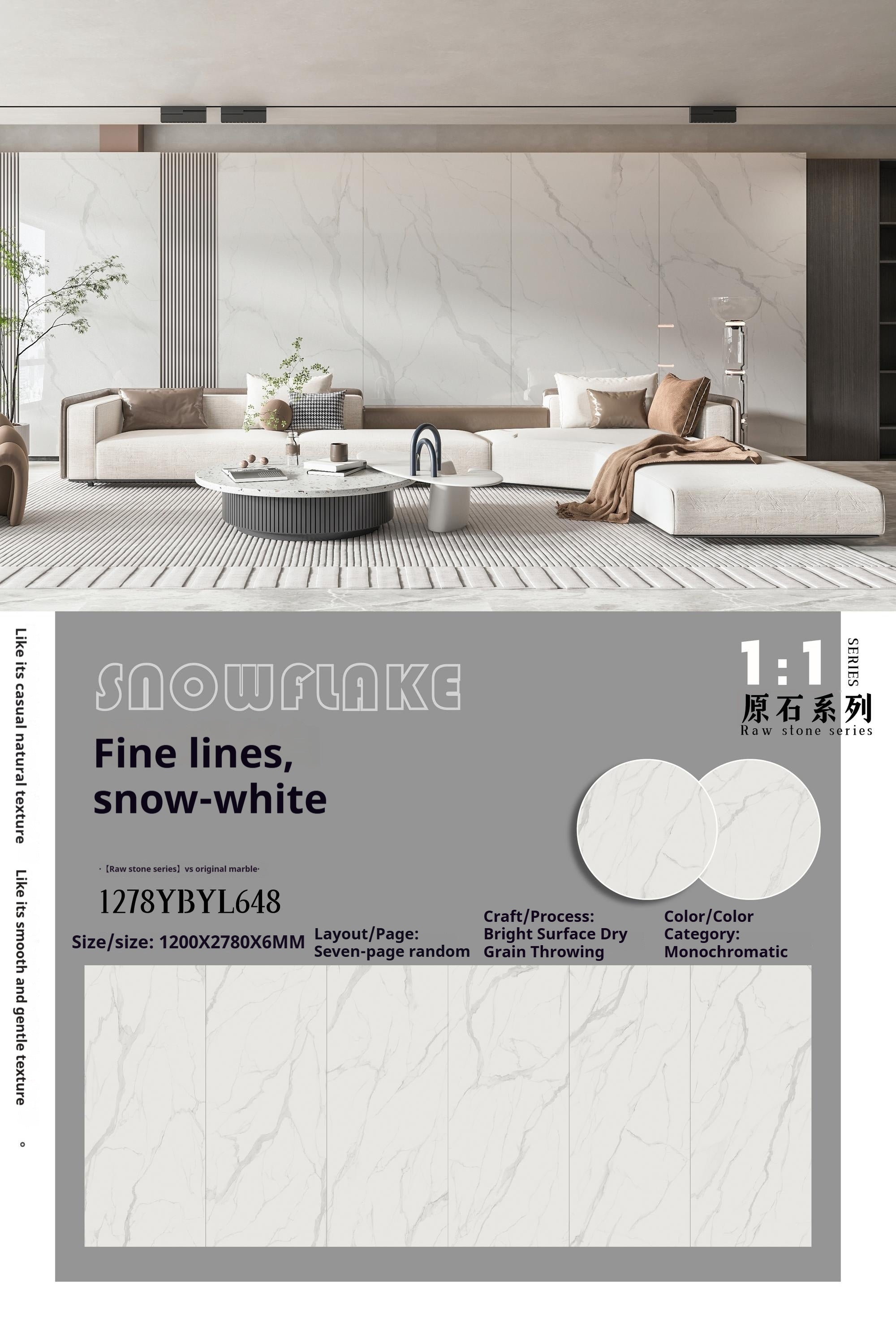 Fine lines, snow-white